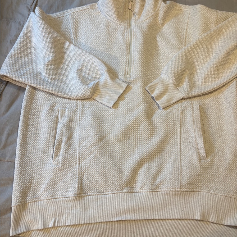 Old Navy Cream Quarter-Zip Textured Sweatshirt